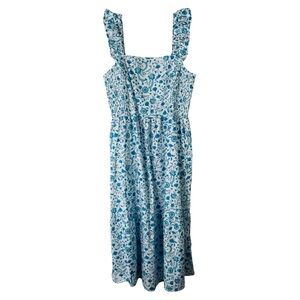 Draper James blue white floral ruffle cottagecore coastal midi maxi dress XL